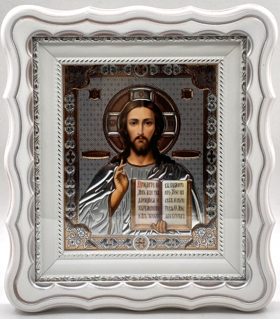 Ікони "Вінчальна пара" літ. тиснена, біл., пат. зол. 27х24см