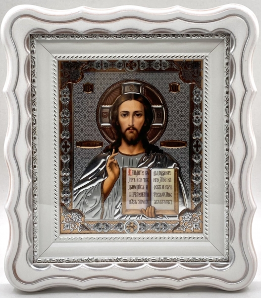 Ікони "Вінчальна пара" літ. тиснена, біл., пат. зол. 27х24см