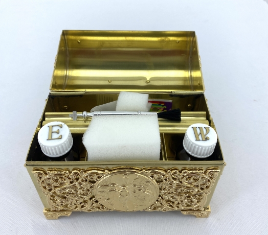 Хрестильний ящик латунь - золото 15х12,5см