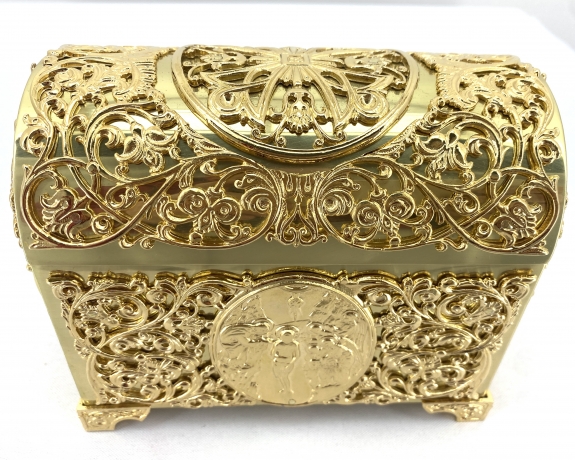 Хрестильний ящик латунь - золото 15х12,5см
