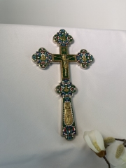 Хрест напрестольний, металевий, з емаллю (Н. В.) 31,5х18см