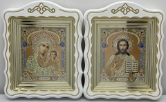 Ікони &quot;Вінчальна пара&quot; літ. купол жов. блак, біл., пат. зол. 30х24см