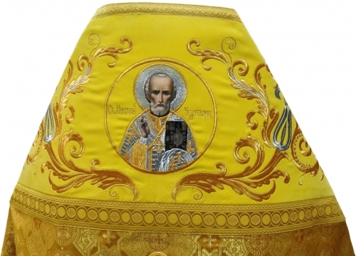 Облачення священника комбіноване з парчі "Афонський хрест", з вишитим опліччям, вишивка "Новий візерунок"