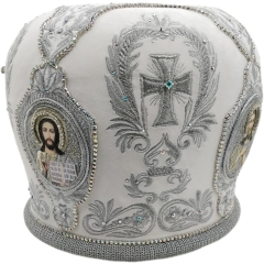 Митра  "Крест у венце"  белая