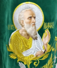 Облачення священника, вишите на оксамиті, вишита середина з іконами, вишитий галун