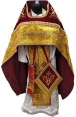 Облачення священника комбіноване, з парчі &quot;Києвский хрест&quot;, з вишитим опліччям, вишивка &quot;Новий візерунок&quot;