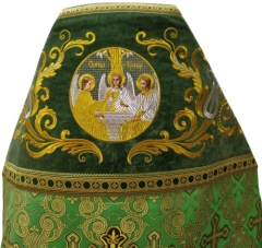 Облачення священника комбіноване з парчі &quot;Ажурний хрест&quot;, з вишитим опліччям, вишивка &quot;Новий візерунок&quot;