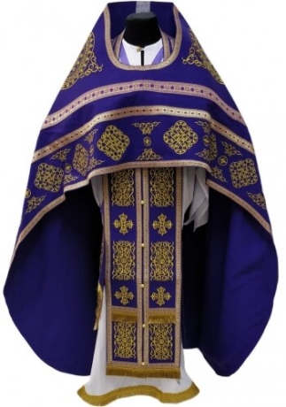 Облачение священника вышитое на габардине, вишивка "Круг" с пришивним галуном