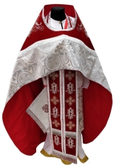 Облачення священника комбіноване з парчі &quot;Києвський хрест&quot;, з вишитим опліччям, візерунок &quot;Нова вишивка&quot;