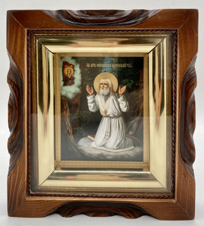 Икона свящ. прп. Серафим Саровский 19х17