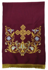 Накидка "Крест цветок" на аналой, с дешевой бахрамой