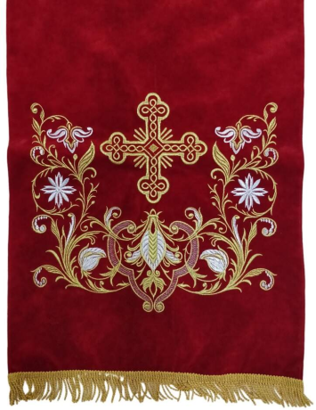 Накидка "Хрест квітка" на аналой, з дешевою бахрамою