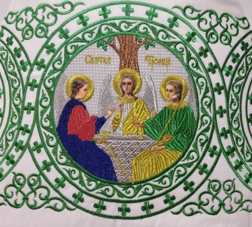 Облачение священника, вишитое на габардине, вишивка "Круг" с пришивним галуном
