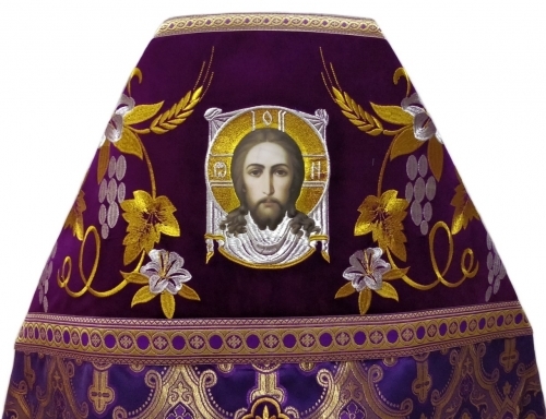 Облачення священника комбіноване з парчі "Київський хрест", з вишитим опліччям, вишивка "Лілія"