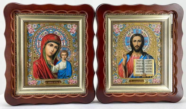 Ікони "Вінчальна пара" літ. кольор. квітка, кор. без. пат. 27х25см