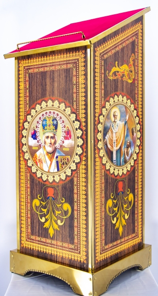 Аналой бічний, економ друк св. Микола чуд., 46х46см, (Висота 118-95см)
