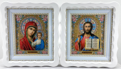 Ікони "Вінчальна пара" літ. кольор. квітка, біла. без. пат. 27х25см