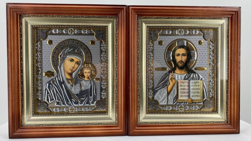 Ікони "Вінчальна пара" (літ. тиснена, рам. кор., пр.) 26х23см