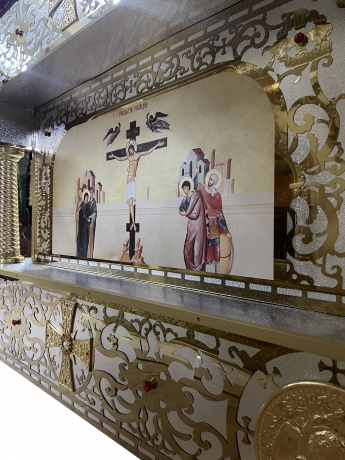 Престол внутр. 100х100х100см. Лазерна різка, друк ікони, литво, катані труби