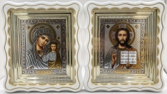 Ікони &quot;Вінчальна пара&quot; літ. пряма роза, біл., пат. зол. 27х24см