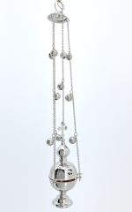 Кадило кругле, мале, сріблення, з дзвіночками