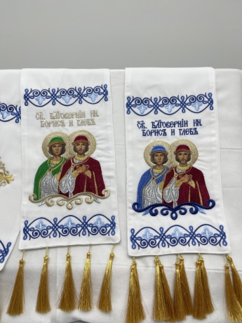 Закладка з вишитим ліком св. блгв. кн. Борис та Гліб