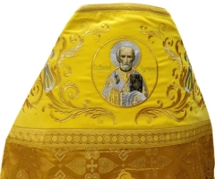 Облачення священника комбіноване з парчі &quot;Флорівський хрест&quot;, з вишитим опліччям, вишивка &quot;Новий візерунок&quot;