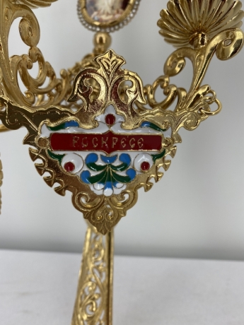 Трисвічник великодній з іконою №17, позолота 29х11см