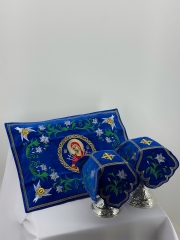 Покровці та воздухи з іконою Богородиці "Семистрільна" вишивка лілії