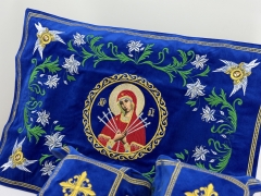 Покровці та воздухи з іконою Богородиці "Семистрільна" вишивка лілії