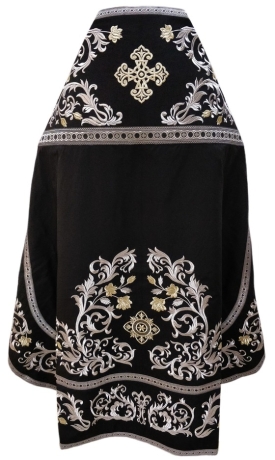 Облачение священника, вышитое на габардине, вышивка "Роза" с пришитым галуном