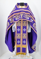 Облачення священника, вишите на габардині, вишивка &quot;Роза&quot; з пришивним галуном