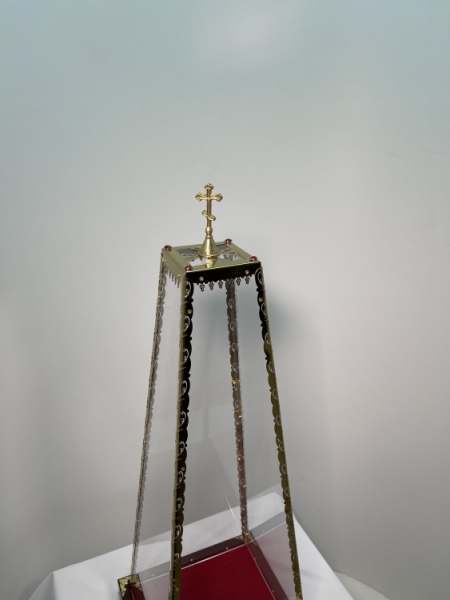 Колпак на Дарохранительницу из оргстекла с булатными элементами на лазерной резке и крестом вылит литвом 23х54х11