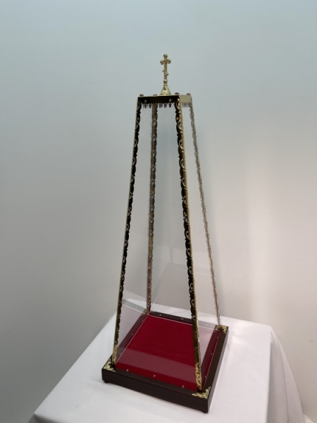 Колпак на Дарохранительницу из оргстекла с булатными элементами на лазерной резке и крестом вылит литвом 23х54х11