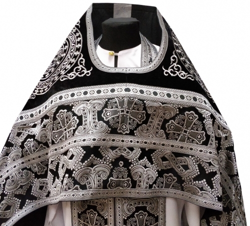 Облачення священника комбіноване з парчі "Грецький хрест", з вишитим опліччям, Вишивка "Коло"