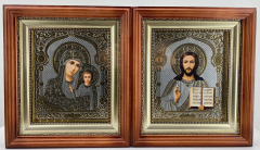 Ікони &quot;Вінчальна пара&quot; (літ. куп. квітк. рам. кор., пр.) 26х23см