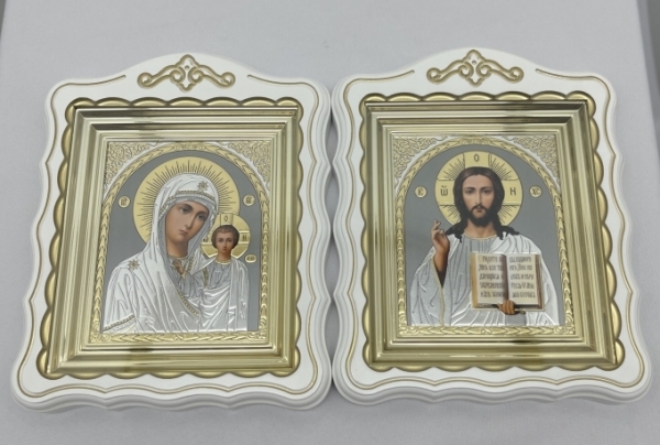 Ікони "Вінчальна пара" літог. сіра, біл. пат. зол. 30х24см 