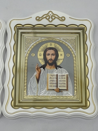 Ікони "Вінчальна пара" літог. сіра, біл. пат. зол. 30х24см 