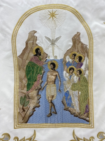 Хоругви, пара, вишивка "Градієнт" (Хрещення Господнє та Різдво Христове)
