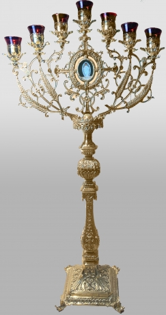Семисвічник запрестольний, литий, латунь. №11 - 1 