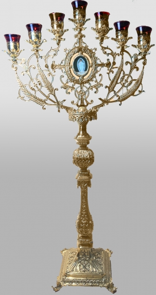 Семисвічник запрестольний, литий, латунь. №11 - 1 
