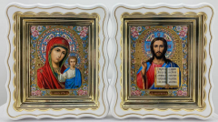 Ікони &quot;Вінчальна пара&quot; літ. кольор. квітка, біла, пат. зол. 27х25см