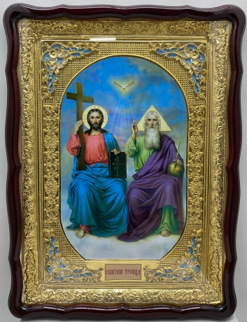 Ікона Новозавітня Трійця 61х82см блак. емал.