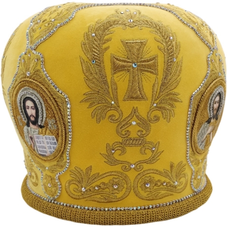 Митра  "Крест у венце"  жёлтая