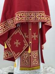 Облачення священника Грецький крій, тканина оксамит, з вишитим галуном, вишивка "Сердечка"