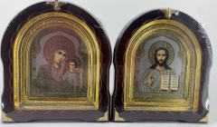 Ікони &quot;Вінчальна пара&quot; літ куп. квітка кор. без пат. зол. рам.) 27х25см