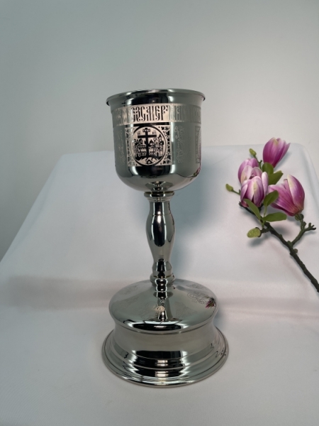 Потир - чаша 2л нікелювання, лазерне гравірування, висота 34,5см 