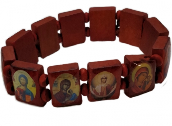 Браслет деревянный на резинке(коричневый)