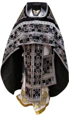Облачення священника комбіноване з парчі "Патриарший хрест", з вишитим опліччям, вишивка "Нова вишивка"