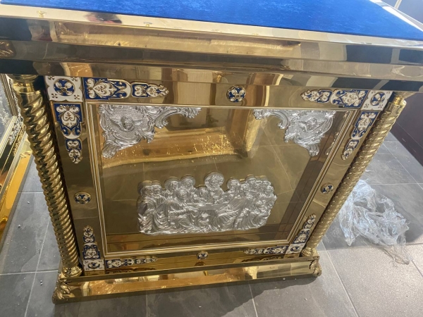 Престол 80х80, Синій, білі ікони